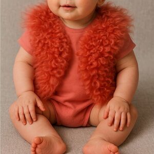 Bonpoint Baby lambskin Fur Vest - Coral